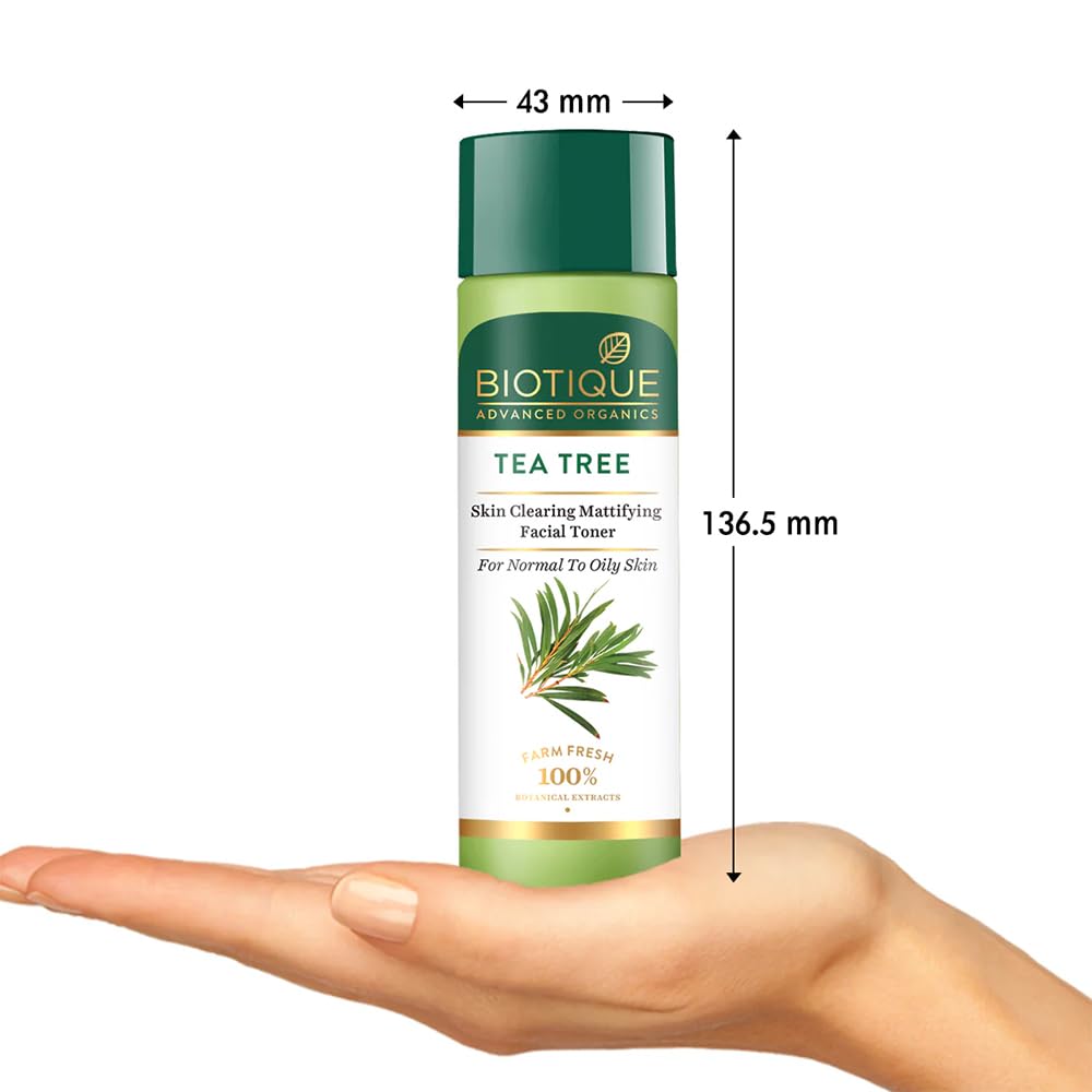 Biotique Tea Tree Skin Clearing Mattifying Facial Toner | Enriched with 100% Botanical Extracts & Tea Tree Oil | Refreshing, Alcohol-Free Formula | Ideal for Normal to Oily & Acne-Prone Skin | 120ml 1