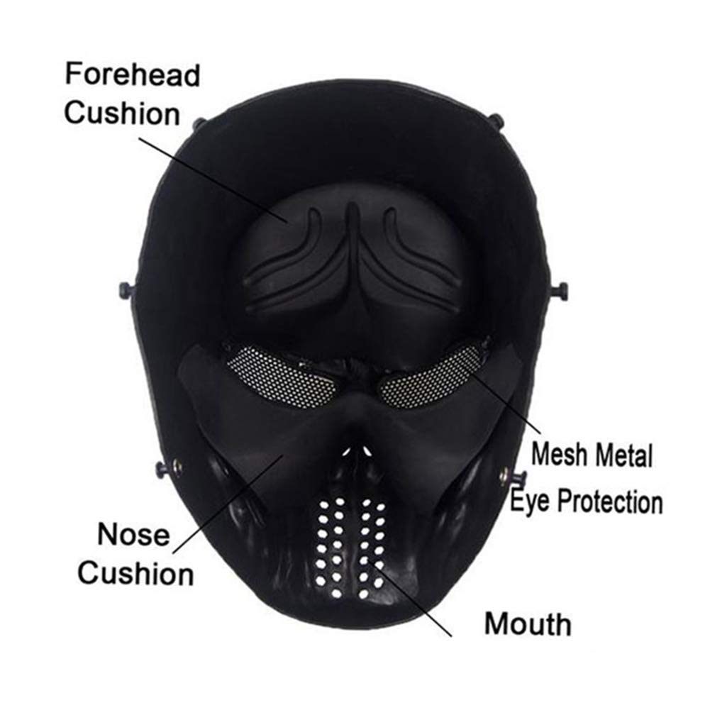 ATAIRSOFT Taktische Airsoft Paintball Skelett Schädel Maske, CS schützende Vollgesichtsmaske für Halloween Cosplay Maskerade
