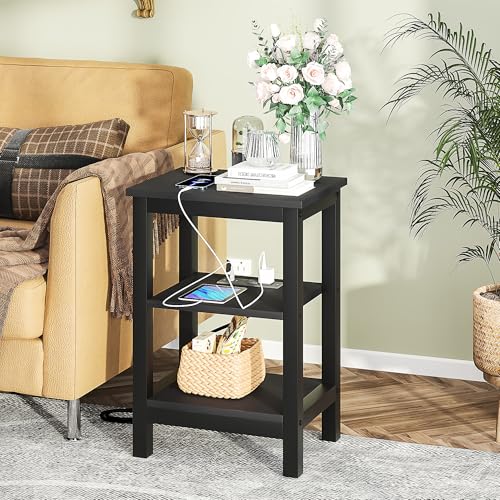 Image of VECELO Modern Nightstands X-Design Side End Table Night Stand with Storage Shelf for Bedroom, Living Room, Engineered Wood