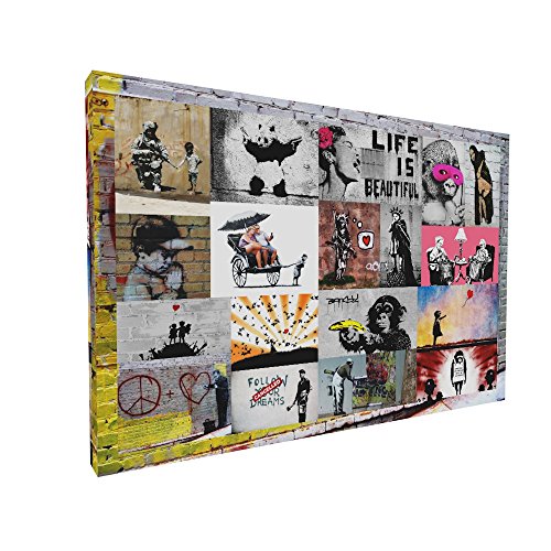 Kunstdruck  Banksy Collage  Artfactory24/af0448, Bois, Bunt, 150 x 100 cm