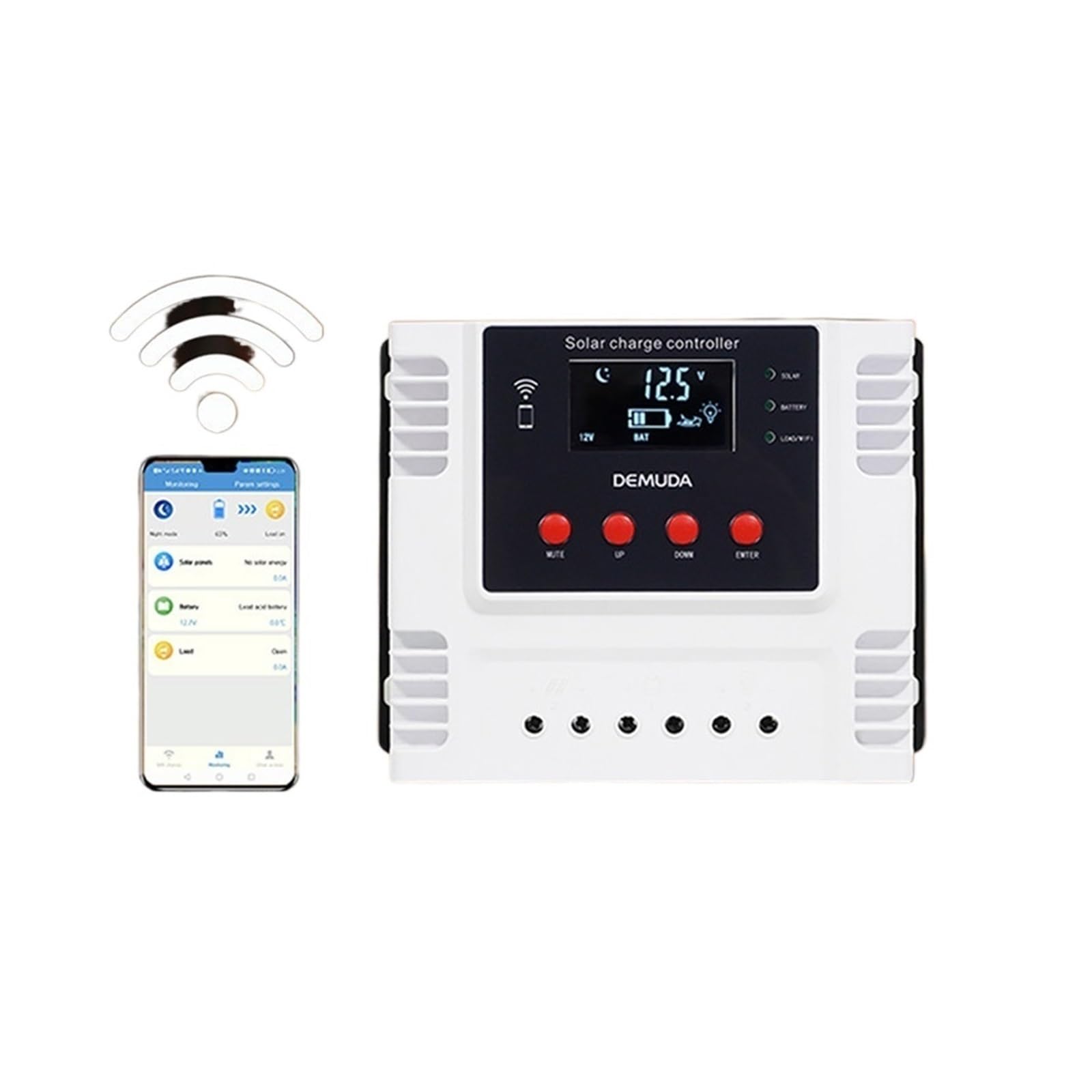 Kontroler ładowania słonecznego, kontroler ładowania słonecznego MPPT Sterowanie aplikacją na telefon komórkowy Kontroler 20/30/40/50/60A 12V/24V Monitorowanie danych w czasie rzeczywistym LED(40A)