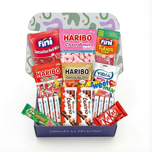 Pack Pack Caja Regalo de Chocolate y Chuches Premium +1 kg | 12 Chocolates y 6 Tipos de Golosinas de Marcas Kinder y más | Regalo Original para Cumpleaños, Amigos, Pareja y Embarazada | PADRE