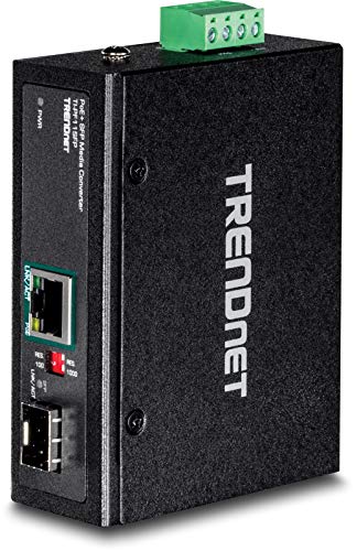 TRENDnet Industrial SFP to Gigabit PoE+ Media Converter, IP30 Rated Housing, Operating temperature range -40° 75 °C to (-40°  167 °F), TI-PF11SFP