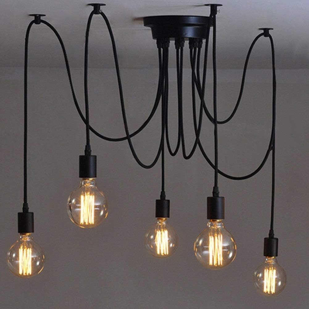 5 Heads E27 Industrial Chandelier Adjustable DIY Ceiling Spider Light Pendant Lamp