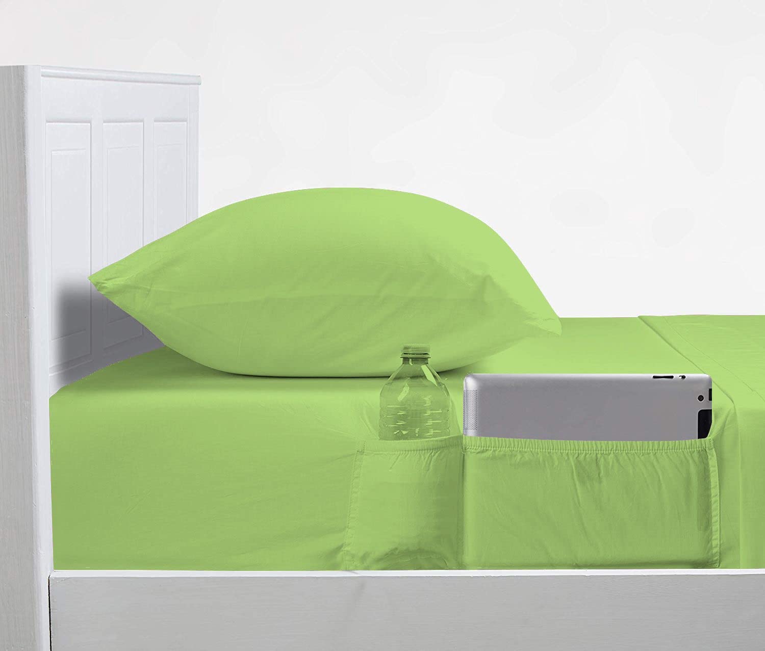 4 Piece Bedding Sheet Set, 1000 T-C, Queen Size Side Pocket Sheet Set with 15" Pocket Bed Sheets with Side Storage Elastic Pockets, 100% Egyptian Cotton, Sage