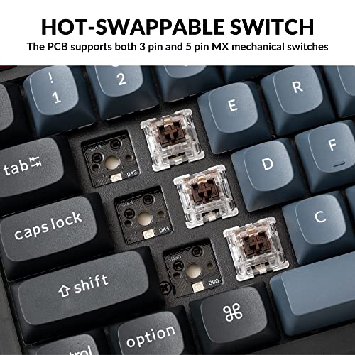 Image of Keychron V6 Wired Custom Mechanical Keyboard, Full-Size QMK /VIA Programmable Macro with Hot-swappable Keychron K Pro Brown Switch Compatible with Mac Windows Linux (Frosted Black-Translucent)