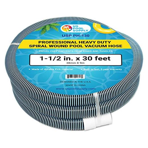 U.S. Pool Supply 1-1/2" x 30 Foot Professional Heavy Duty Spiral Wound Swimming Pool Vacuum Hose with Swivel Cuff