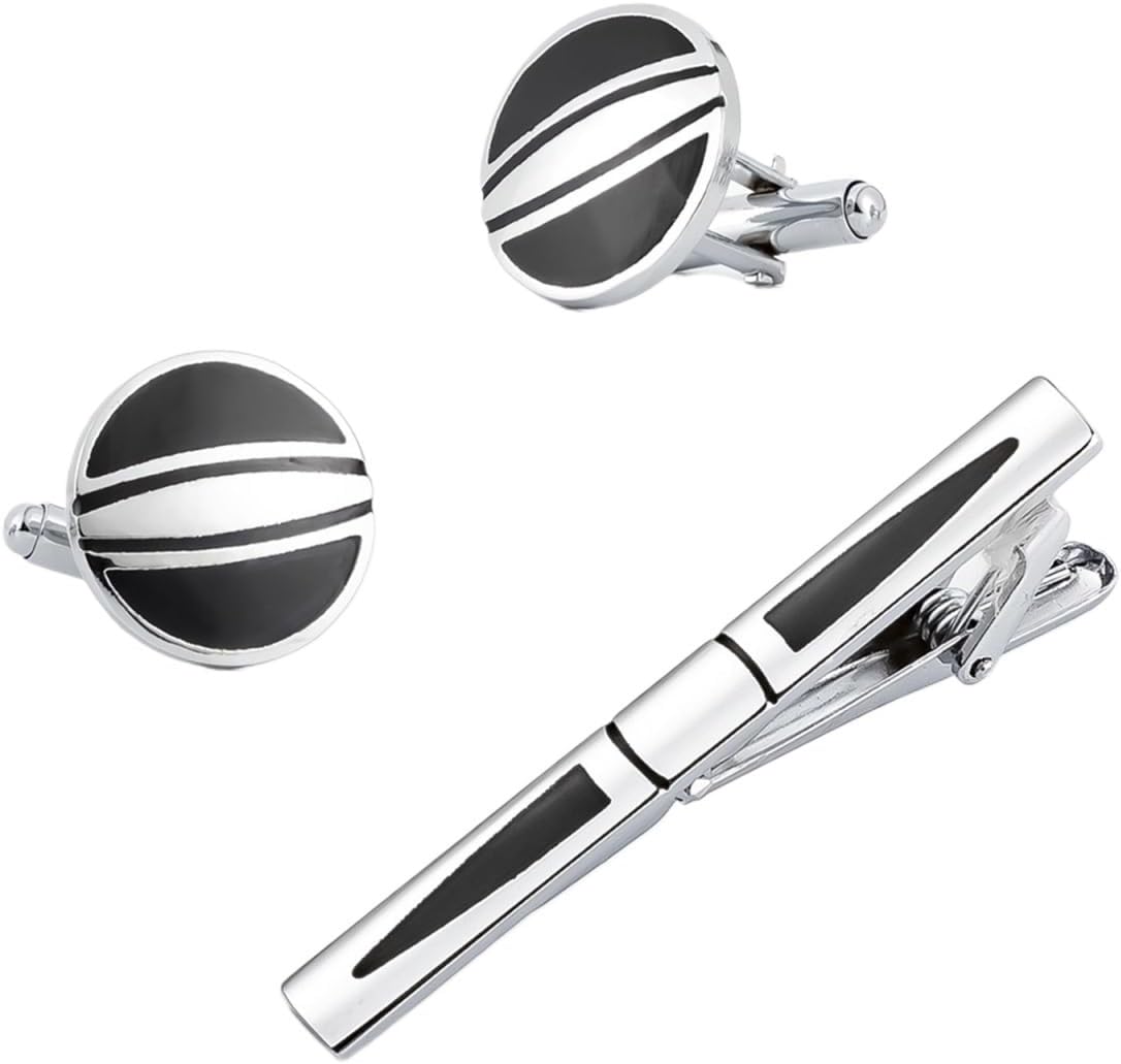 Men's French Shirt Collar Clip Cuff Buckle Set Business Enamel Tie Clip Cufflinks