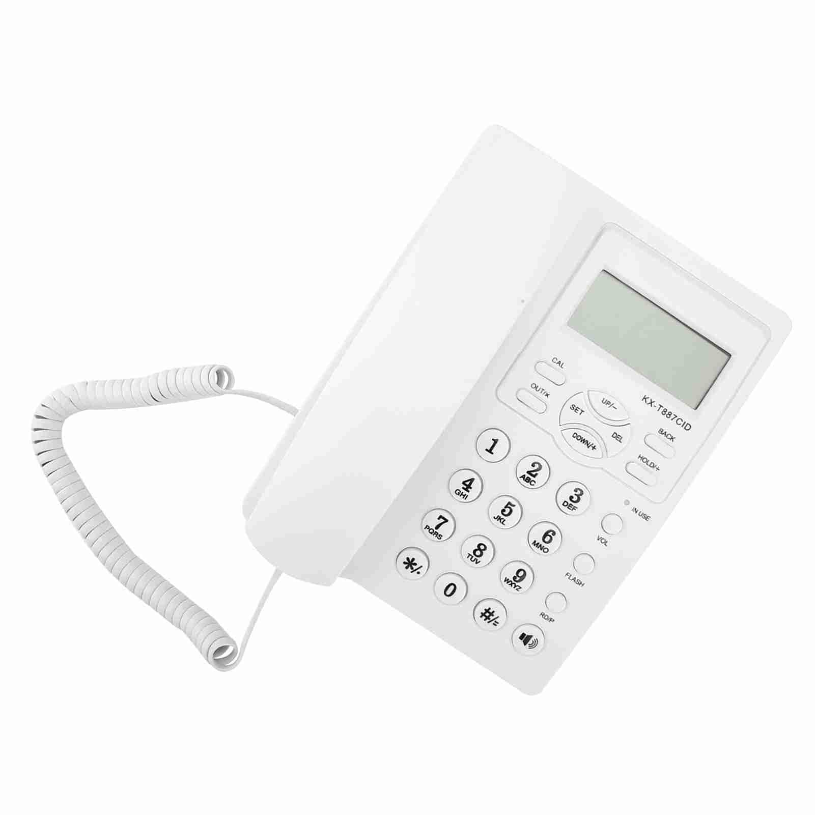 Telefono a Cavo con Segreteria Telefonica, Telefono Audio con Listener di Altoparlanti Allarme 3 Gruppi per Case per Uffici (WHITE)