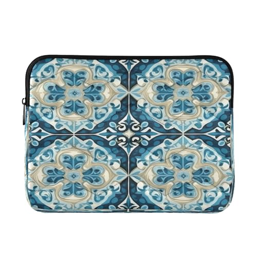 Funda para laptop 13-14 pulgadas con diseño Talavera azul miniatura 1