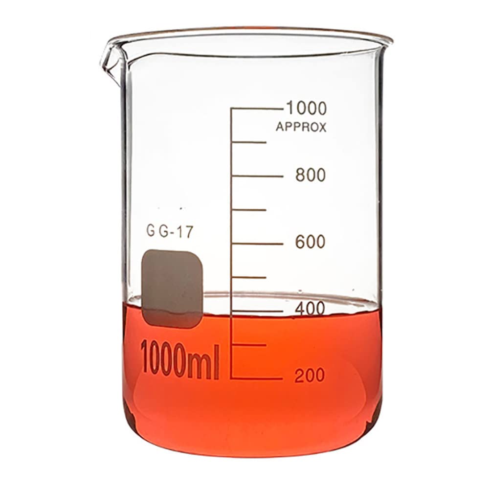 Vasos de precipitados de Vidrio de Forma Baja, Vaso de Laboratorio de borosilicato Transparente, Vaso de medición Graduado de Vidrio con Pico, Resistencia al Calor y a Altas temperaturas, r