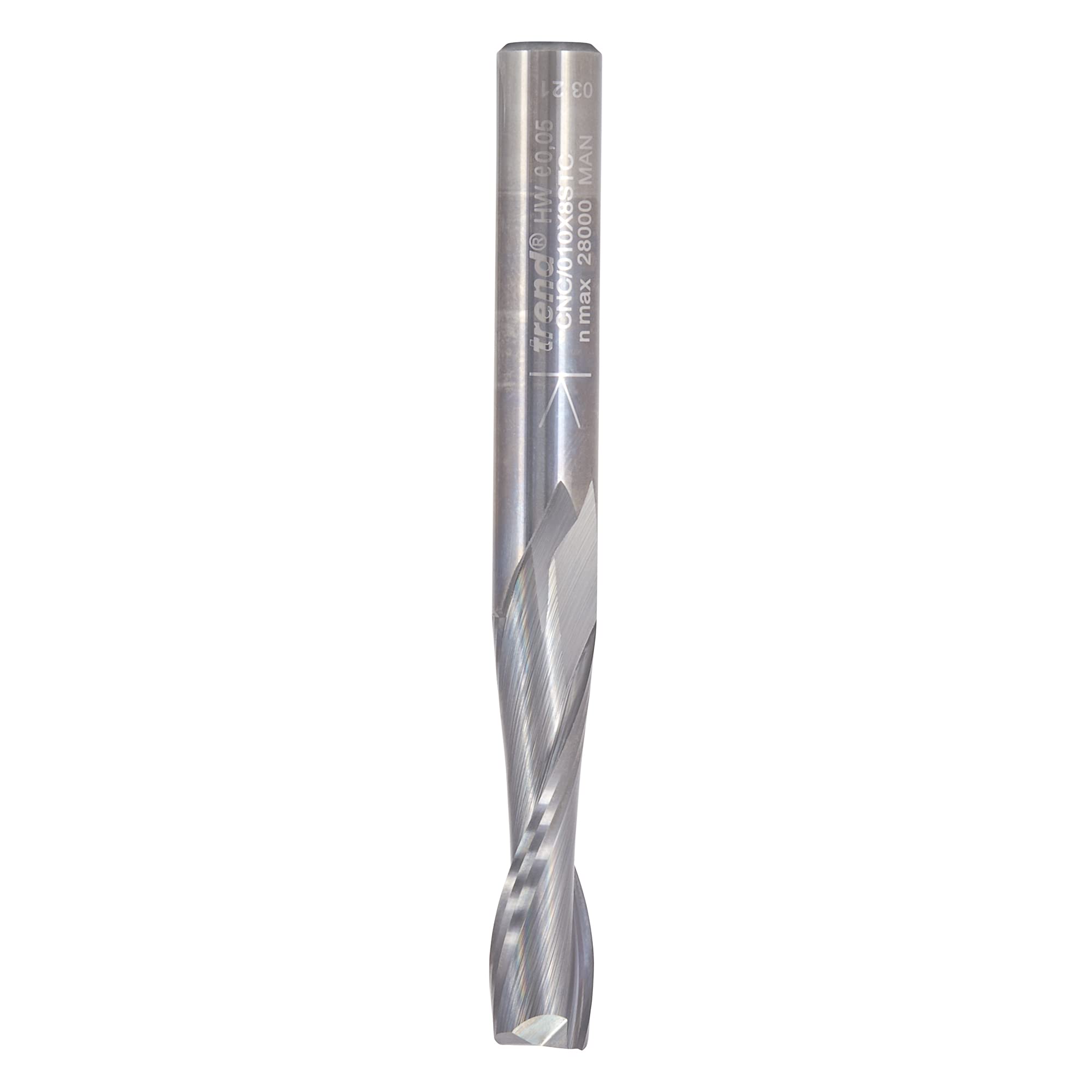 Trend frez spiralny do frezarki CNC z wiórem do góry, trzpień 8 mm, średnica cięcia 8 mm i długość cięcia 32 mm, dwupiórowy, pełny węglik spiekany, CNC/010X8STC