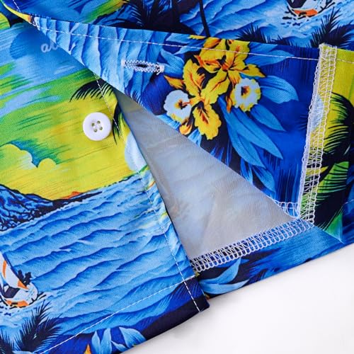 Image of Weixinbuy Boys Summer Outfits Short Sleeve Hawaiian Shirt and Shorts Vacation Set for Kids Summer Clothes Set