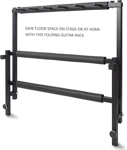 Miniatura 3 de Soporte de bajo para múltiples guitarras con soporte plegable (5 espacios)