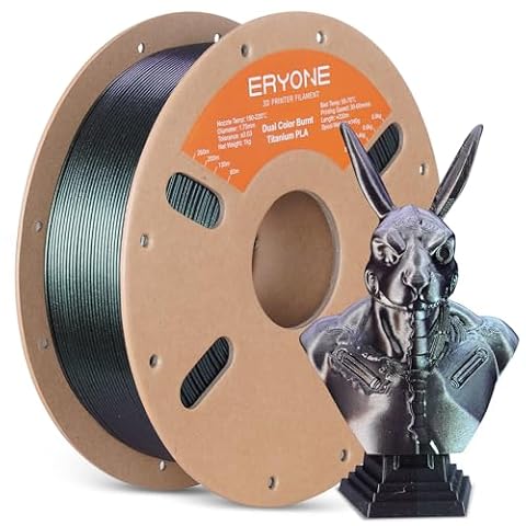 ERYONE Glitter PLA Filament for 3D Printer, 3D Printing PLA Filament 1.75mm +/- 0.03mm, 1kg (2.2LBS)/Spool, Dual Color Burnt Titanium Green&Gold