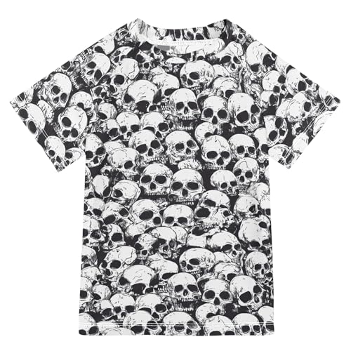 Retro Funny Skulls Boy Bathing Suit Sun Protection Kids Rash Guard Swim Girls Swimwears T Shirts for Teen Boys 4T