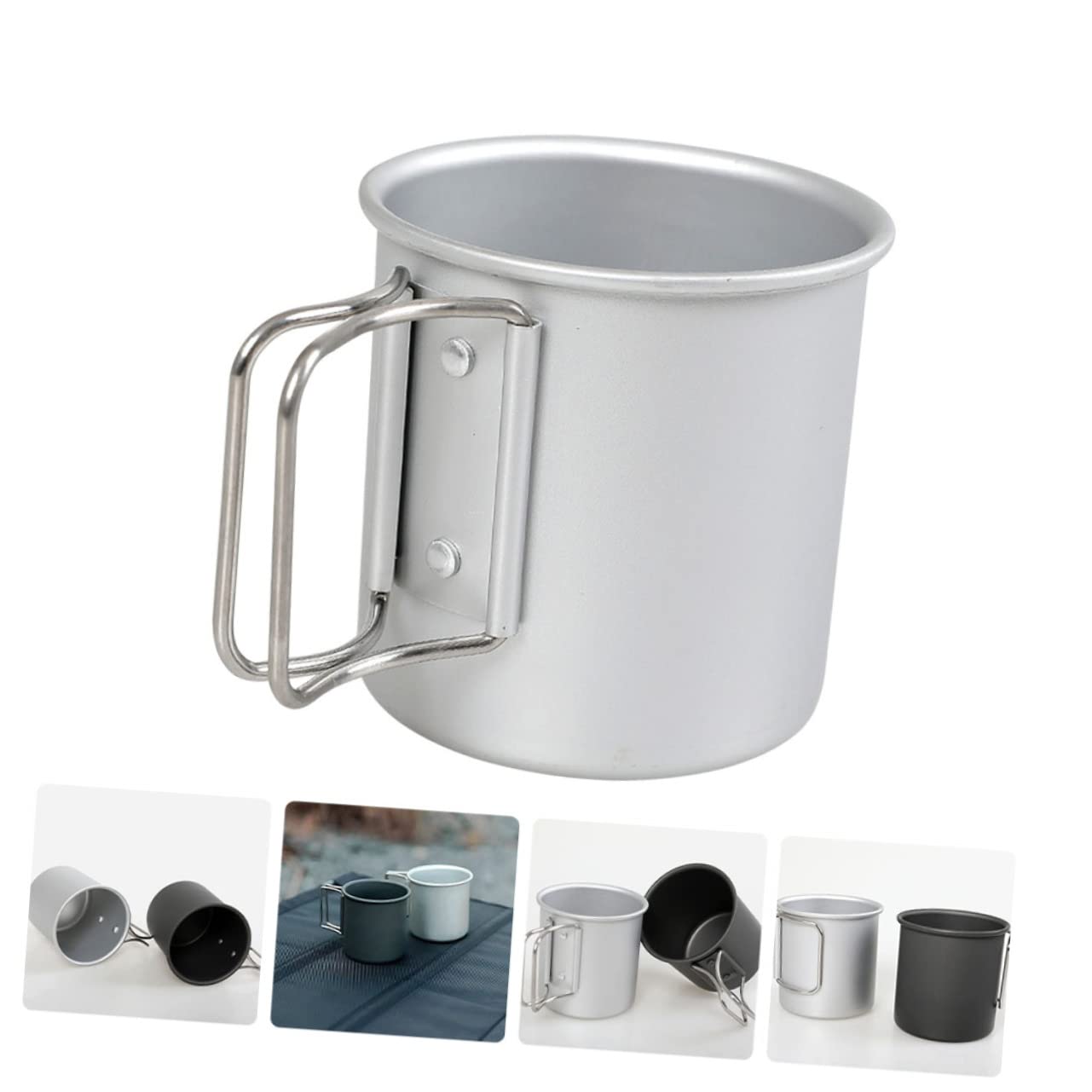 KOMBIUDA 4 Stücke Elegante Tragbare Wasser Tasse Aluminium Legierung Camping Tasse Klapp Griff Für Wandern