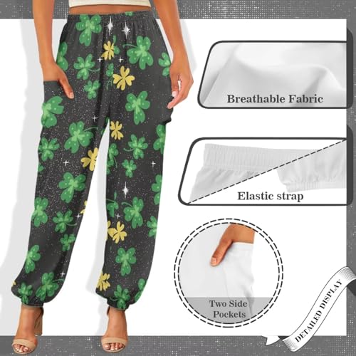 Gzzxiailg Calça feminina de ioga com cintura franzida, longa, folgada, esportiva, sem transparência,
