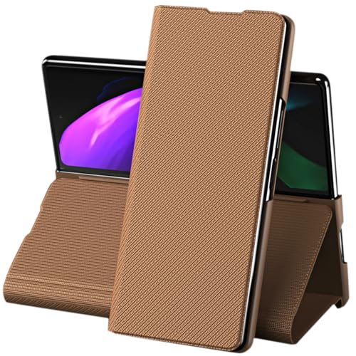 Étui Galaxy Z Fold 2 marron idéal pour visionner vos vidéos de voyage
