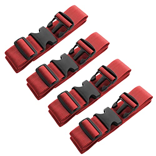 Image of 4pcs 74″x2″Luggage Straps for Suitcases,Adjustable Suitcase Straps and Heavy Duty Strap Buckle Packing Straps Travel Accessories,Red