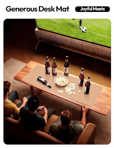 Image of YSAGi Leather Desk Protector, Office Mat, Large Mouse Pad, Non-Slip PU Leather Blotter, Laptop Desk, Waterproof Writing Pad for Office and Home (Latte, 23.6 inch x 13.8 inch)