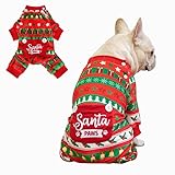 Picture of BEA Christmas Dog Pajamas for Extra Large Dogs, Soft Fleece Pet Sweater Clothes Warm Puppy Onesie Outfits for Doggie Winter Christmas - Collar Adjustable Dog Pjs Jammies, Red XL