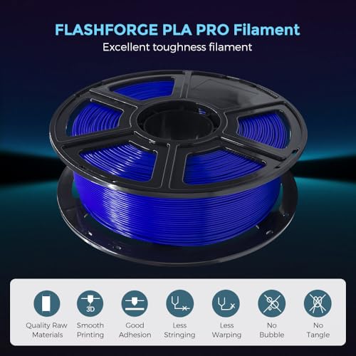 Image of FLASHFORGE 3D Printer Filament, PLA PRO Filament 1.75mm, 1KG Spool (2.2lbs), Dimensional Accuracy + /- 0.02mm for FDM 3D Printers, Better Tenacity & No Knotting (Blue)