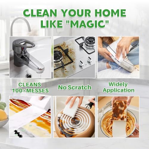 Magic Melamine Sponge Eraser, GRS Certified 12 Pack Magic Cleaning Erasers in Bulk, No Scratch & Super Absorbent, Multi-Functional Melamine Foam Sponges for Bathroom Window Shoes Kitchen - Image 4