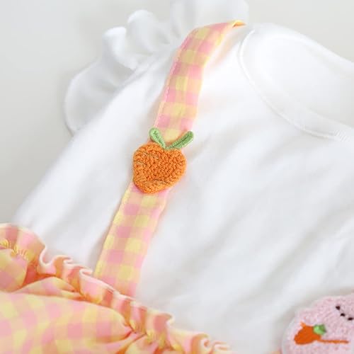 Miniatura 6 de Moorfowl Vestido tutú de bulldog francés con bonitos patrones de zanahoria y conejo, faldas con tirantes a cuadros para perrito, ropa de verano para