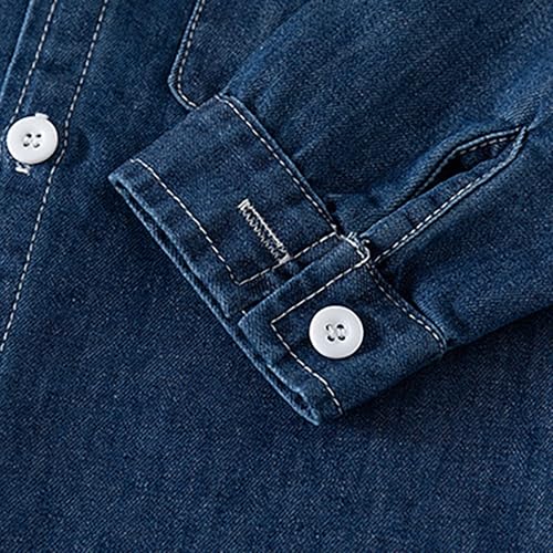 Baby Boys Girls Denim Shirt Solid Lapel Long Sleeve Single Breasted Jacket Casual Lightweight Top with Pocket2