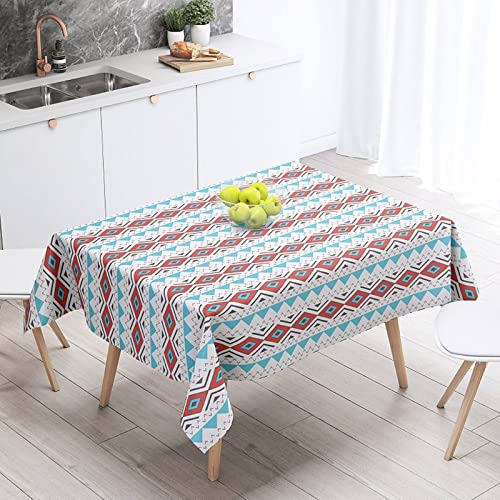 EHOMERY Uchwyty na obrusy na zewnątrz stoły jadalne obrus jakość boho etniczny nadruk tkaniny prostokąt kemping piknik pokrowiec z poszewkami na ławkę bawełna len styl 3 140 x 200 cm