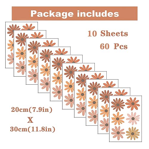 60 adhesivos vinilos para pared con flores amarillas miniatura 3
