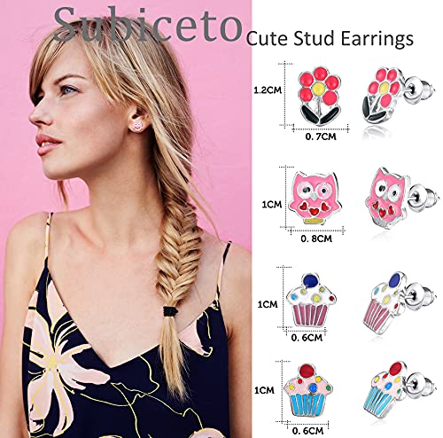 Subiceto 42 Pairs Stainless Steel Stud Earrings For Women Assorted Cute Animal Flower Unicorn Mixed Color Earrings Pack #TOP1