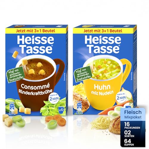 Mixpaket-Fleisch-Erasco-Heisse-Tasse-16er-Set-8x-Huhn-mit-Nudeln-8x-Consomme-Rinderkraftbruehe–Fertiggerichte-Instant-Nudeln-5-Minuten-Terrine–schnelle-Mahlzeit-fuer-Zuhause-Buero