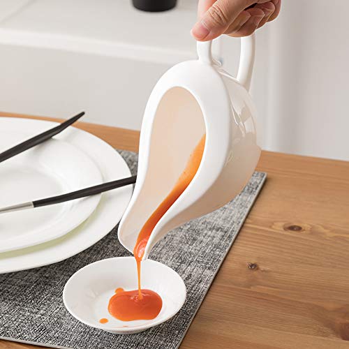 AFYBL - Salsiera con beccuccio affusolato, in porcellana, per salsiera, condimenti per insalata, salsa e brodo