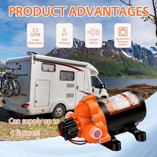 Image of Upgraded 33-Series 12V 3.0 GPM, 45 PSI Self-Priming Water Pressure Pump