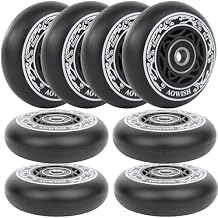 8-Pack 68mm Inline Skate Wheels Outdoor Asphalt Formula Aggressive Roller Blades Wheels 90a Roller Hockey Replacement Wheels with Bearings ABEC-9 and Floating Spacers Black Color