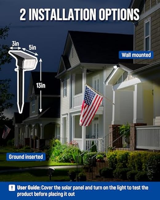 Solar Spot Lights Outdoor Waterproof 4 Pack IP65, 63 LED 3 Lighting Modes Spotlights for Yard Garden House Garage Pathway