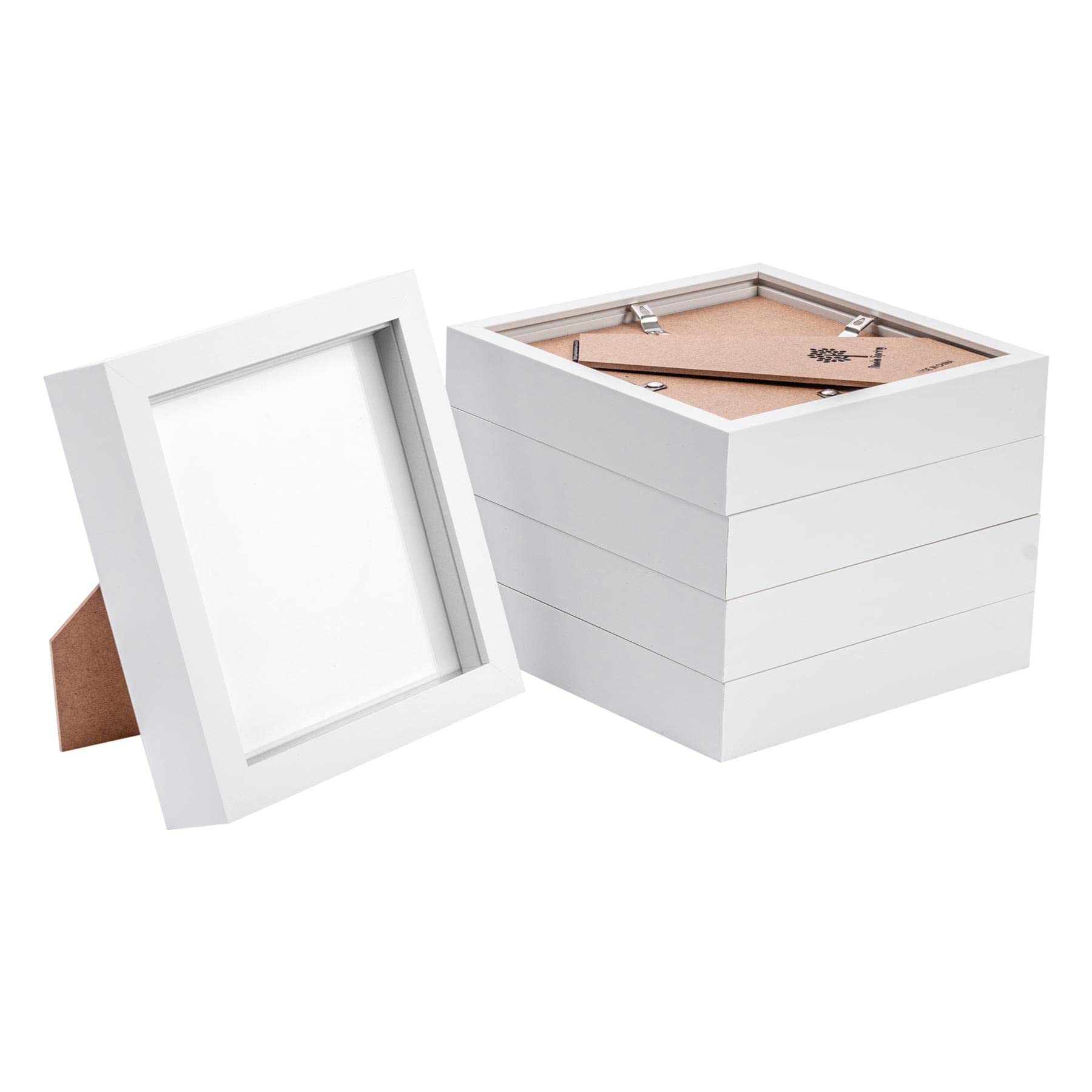 Nicola Spring White 5X 6" X 6" 3D Box Photo Frames - Standing Hanging Craft Shadow Picture Display