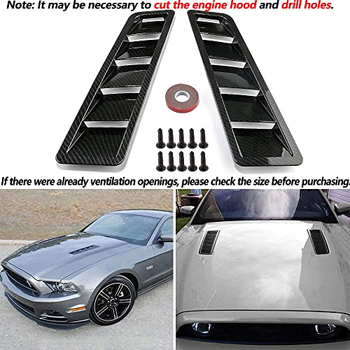 Wenjtp Auto Hoods Vents Bonnet Cover Hood Scoop For Cars Louvers Vent Cover (Carbon Fiber) #TOP2