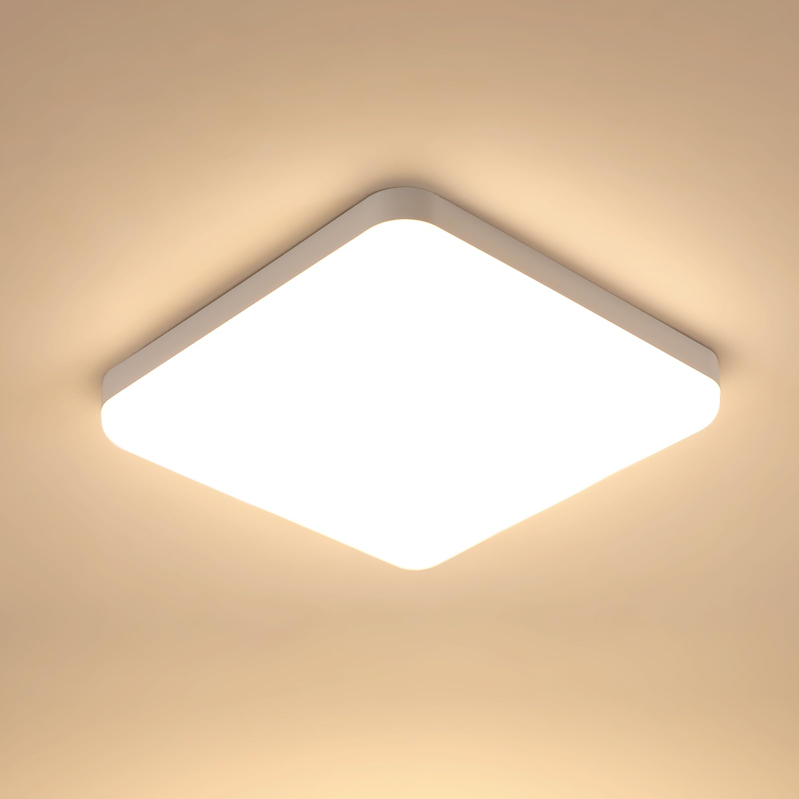32W Plafon LED Techo, Lamparas de Techo LED Moderna 3600LM, 3000K Luz Cálida IP54 Impermeable, Luz de Techo Para Baño Cocina Pasillo Balcón 25CM