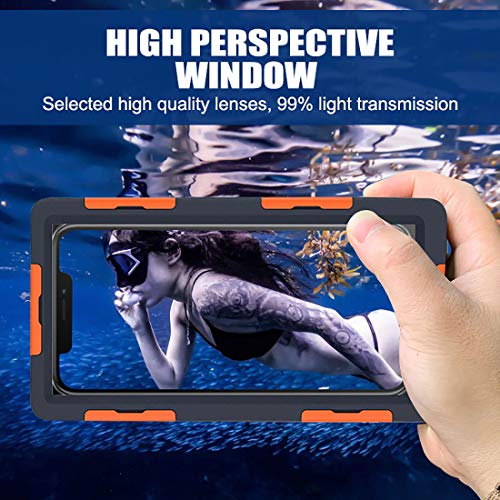 Waterproof Underwater Snorkeling Diving Phone Case For Iphone 12/11 Pro Max Mini Xr/X/Xs And Samsung Galaxy Note10/9/8/S10/9/8 Ultra Plus Professional [15M/50Ft] Photo Video Cover (Blue-Orange) #TOP2