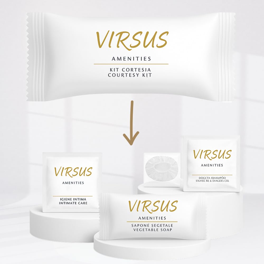 Virsus 200 Pezzi Kit Cortesia in 50 Bustine per Hotel B&B
