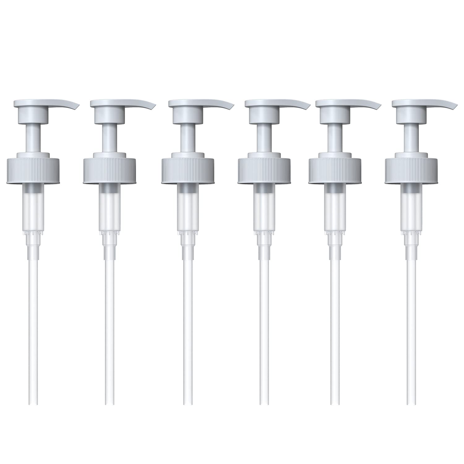 Gallon Pump Dispenser for Glass Jugs or Plastic Bottles - Compatible with Listerine Pump 1-1.5L Bottle Heavy-Duty Commercial Grade for Syrup, Soap, Condiments, Detergent - Pack of 6 White Pumps