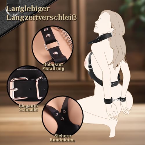 Bondage Sex Sexy Dessous Damen für Sex spielzeug für die Paare,Fesselset Sexspielzeug für Paare Extrem Brüste von Körbchengröße B bis E,BDSM Handschellen mit Augenbinde Geschirrhalsbänder