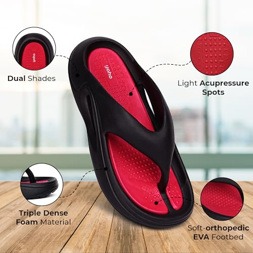 Image of YOHO Sponge Flip Flops for Men | Orthopedic Slippers & Mild Acupressure | Waterproof Monsoon Footwear | Dual Tone EVA Footbed