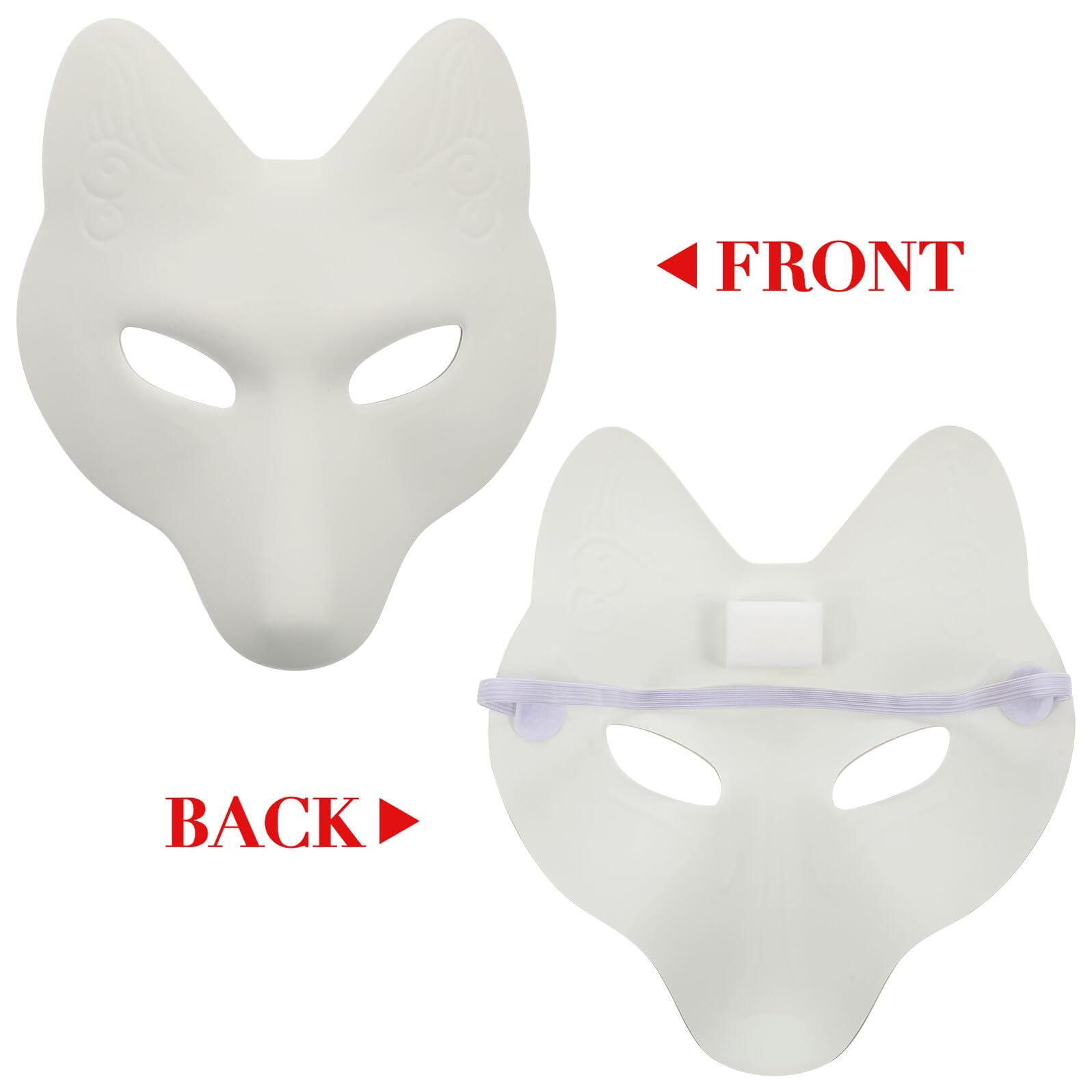 Toddmomy 4 Pezzi Maschere Volpe Bianche in PU per Masquerade Fai da Te Maschere Vuote Decorabili per Festa di Compleanno Carnevale Scuola e Eventi Speciali