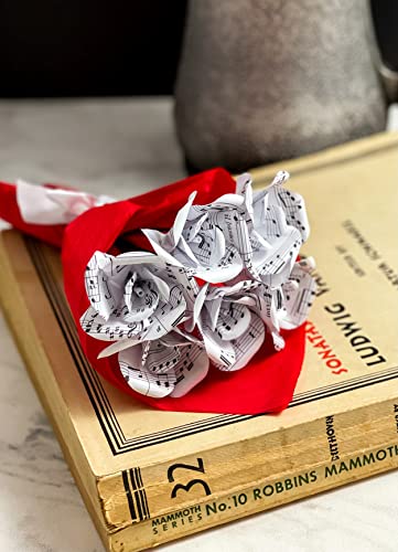 Handmade Sheet Music Petite Bouquet Of Mini Roses By Literary Blooms- Six Roses Appx. 1.5" Across Each #TOP3