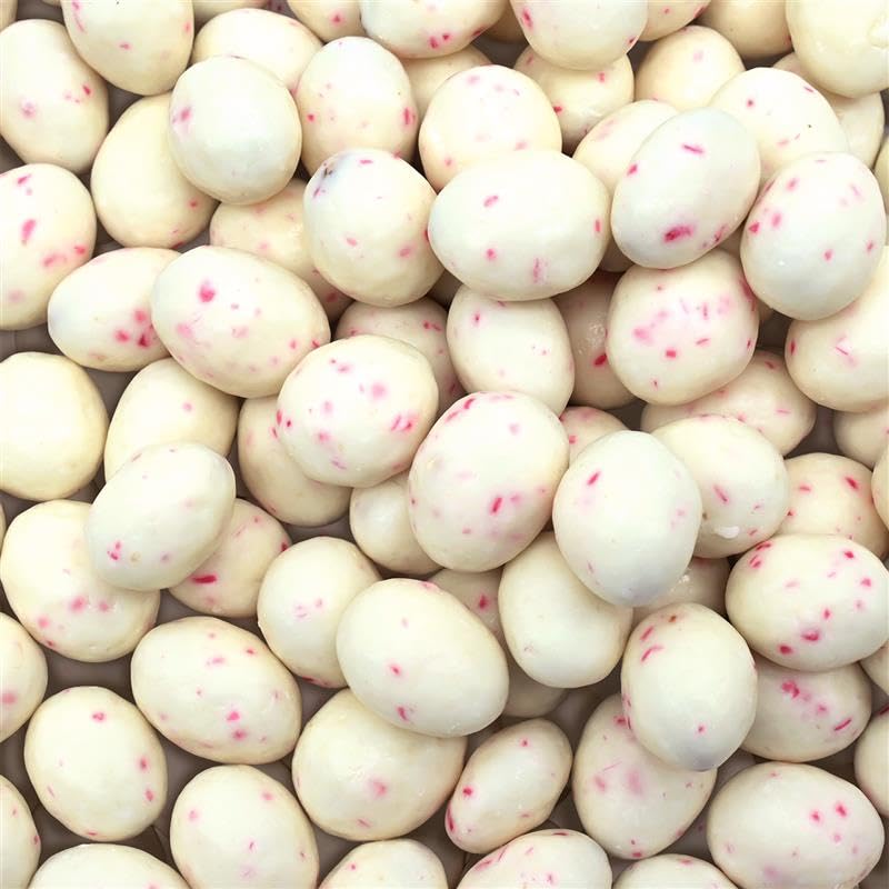 Candy Retailer Peppermint Crunch Holiday Jordan Almonds, White Chocolate Coated with Festive Red Flakes, Perfect for Holiday Gatherings (1 Pound)