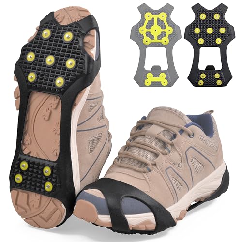 Ice Snow Grips Traction Cleats Crampons for Shoes and Boots 11 Nubs Non-Slip Crampons Overshoe for Walking on Snow and Ice Traction Cleats Slip-On Stretch Shoes